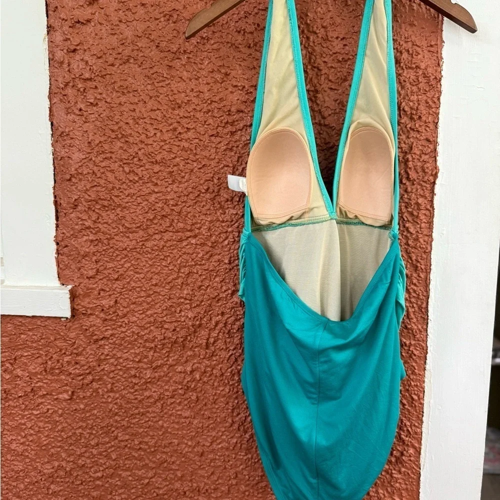 Women’s Marigo Teal Blue Halter One Piece Swim Suit Size 12